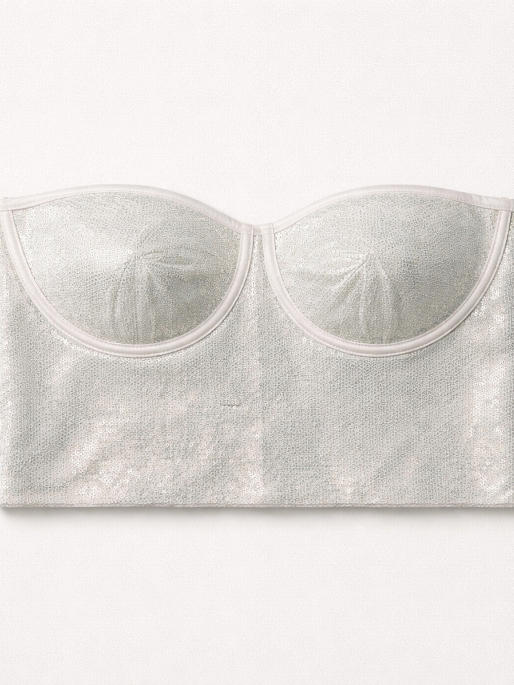 ZARA Sequin Bustier Strapless Top – Champagne Gold – Corset Style – Size XL